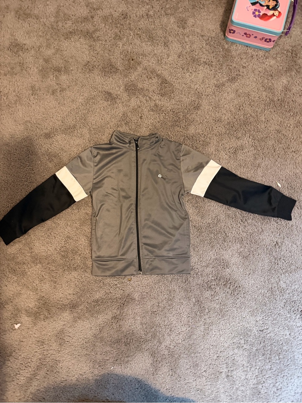 RBX active Boys Grey Zip-Front Track Jacket with Black Sleeves size 7